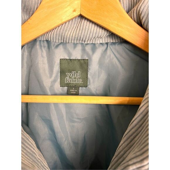 Wild Fable by Target Woman Light Blue Corduroy Puffer Bomber Jacket Coat Size L - Picture 6 of 12